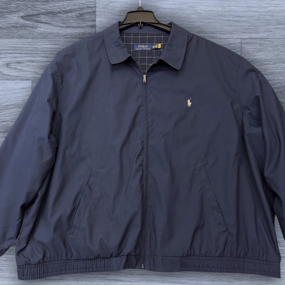 Polo Ralph Lauren Mens Big & Tall 4XB Navy Blue Bi-Swing Windbreaker Jacket